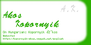 akos kopornyik business card